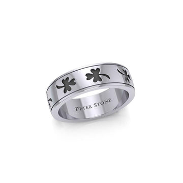 Celtic Shamrock Silver Band Ring TR1442 - Jewelry